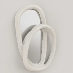 Specchio da parete grande Bolide V2 in gesso bianco