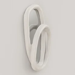 Specchio da parete grande Bolide V2 in gesso bianco