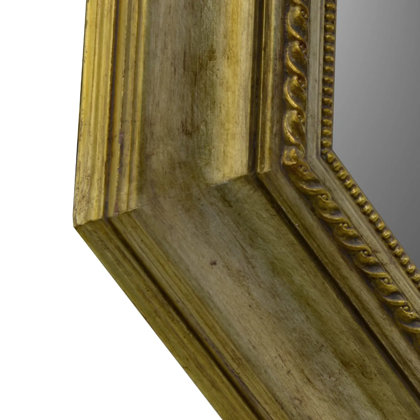 Specchio da parete ottagonale in foglia d'argento Mecca