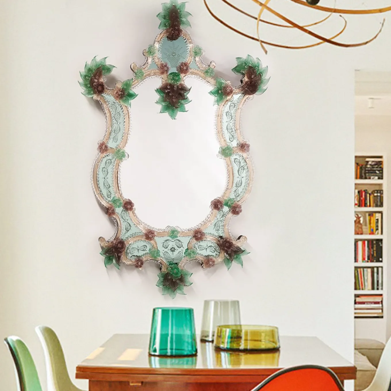 Specchio da parete veneziano "London" in vetro di Murano