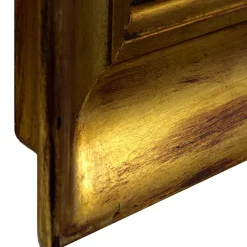 Specchio da parete verticale con cornice guantiera oro