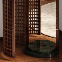 Specchio da Pavimento in Noce e Marmo Verde Alpi della Collezione Carabottino in Edizione Limitata