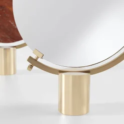 Specchio da tavolo Naia in marmo travertino rosso di CTRLZAK