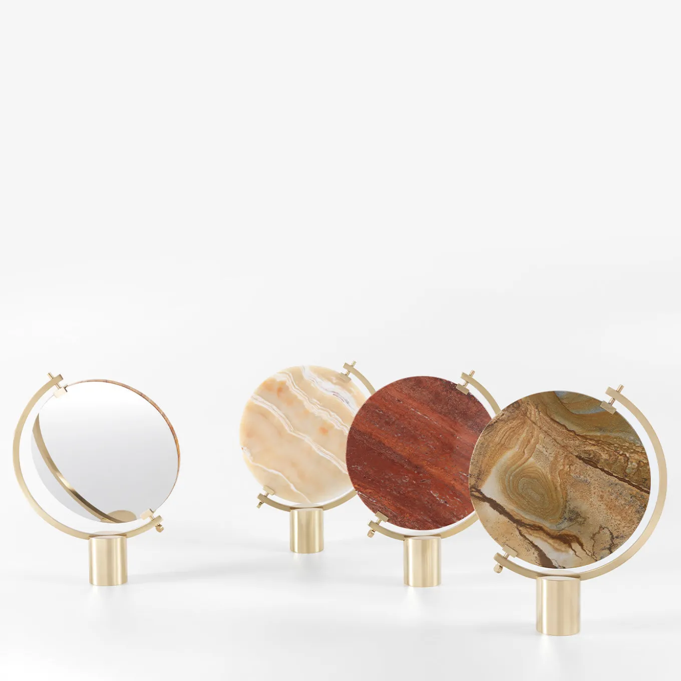 Specchio da tavolo Naia in marmo travertino rosso di CTRLZAK