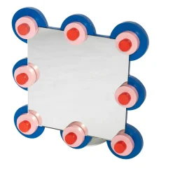 Specchio decorativo da parete Guarino in legno laccato blu e rosso