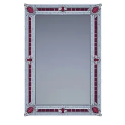 Specchio in vetro di Murano San Toma Rosso Contemporaneo