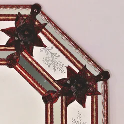 Specchio in vetro di Murano Serenella Red Flowers