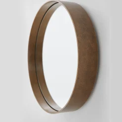 Specchio rotondo in ferro arrugginito grigio Dorian