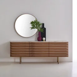 Specchio rotondo in ferro arrugginito grigio Dorian