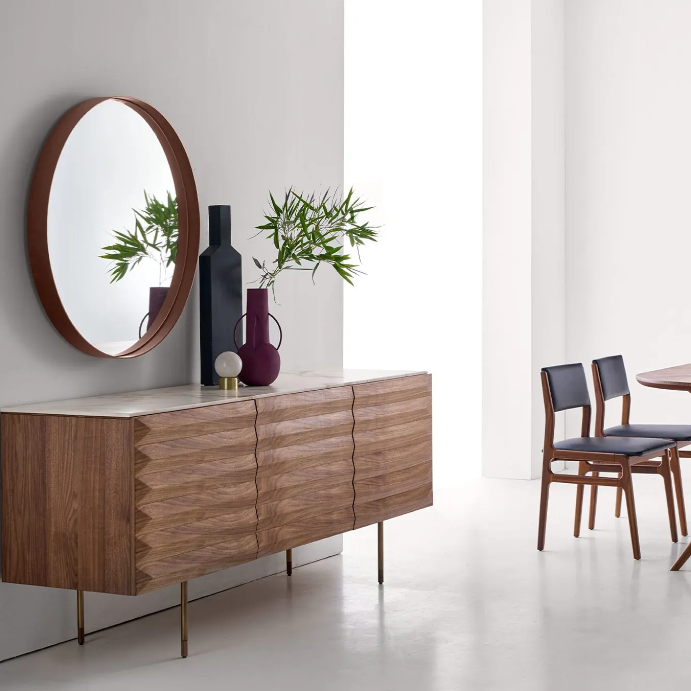 Specchio rotondo in ferro arrugginito grigio Dorian