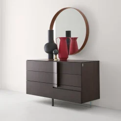 Specchio rotondo in ferro arrugginito grigio Dorian