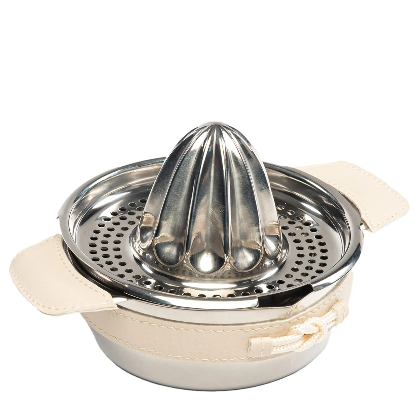 Spremiagrumi con inserti in ecopelle crema e corda