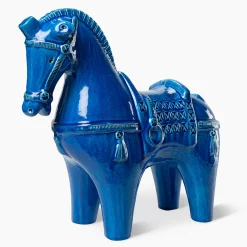 Statuetta di cavallo blu di Aldo Londi