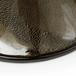 Stmat Vaso con piede in nero e oro 24K con coperchio