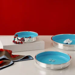 Svuotatasche Medio Rotondo color Turchese Placcato Argento