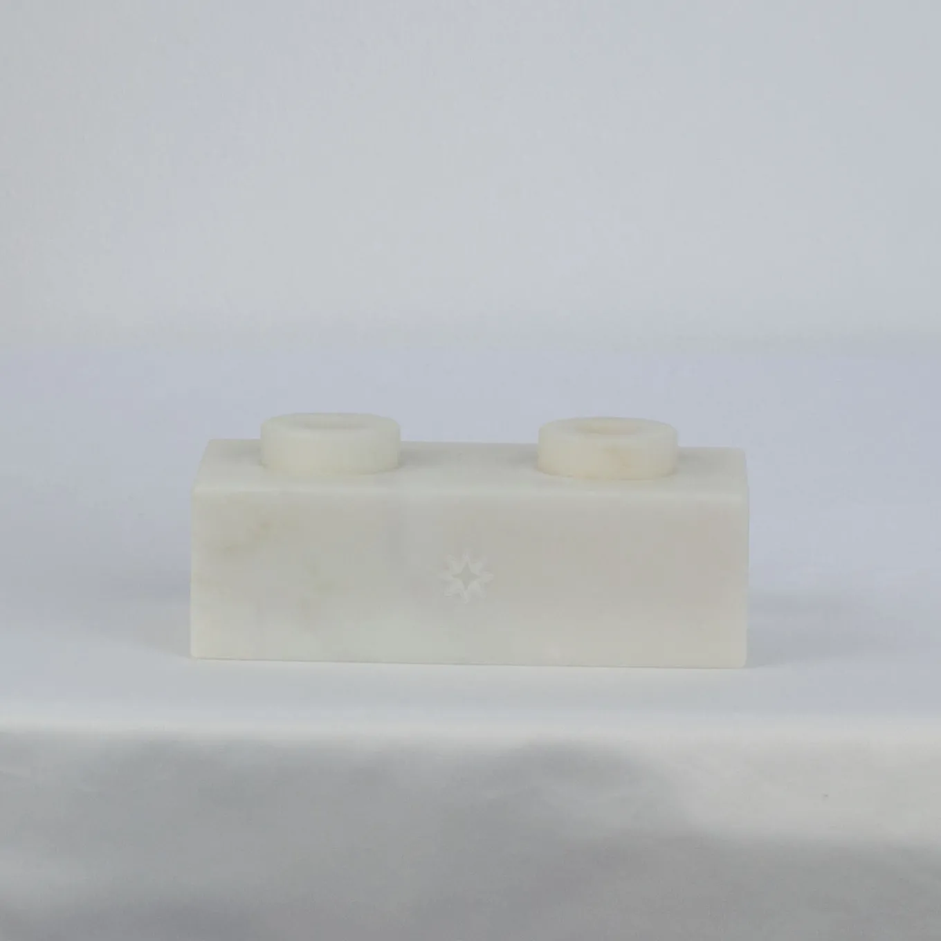 TA Portacandele squadrato doppio in marmo Paonazzo