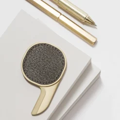 Tagliacarte Segno in ottone e pelle marrone