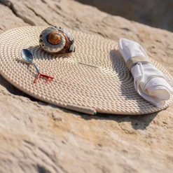 Tappetino da tavolo in corda arrotolata beige