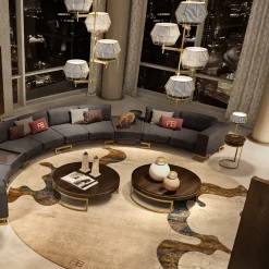 Tappeto circolare Metamorfosi in lana e seta artistica Collezione FB