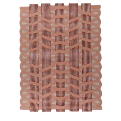 Tappeto in lana nei toni avorio e corallo chiaro