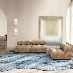 Tappeto rettangolare Oceano blu in lana