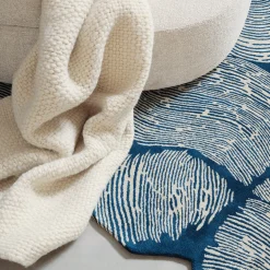 Tappeto rettangolare Oceano blu in lana