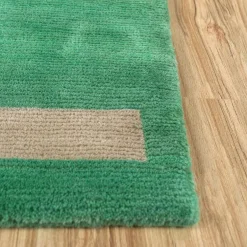 Tappeto Sthir Marine Green Soft Gold annodato a mano