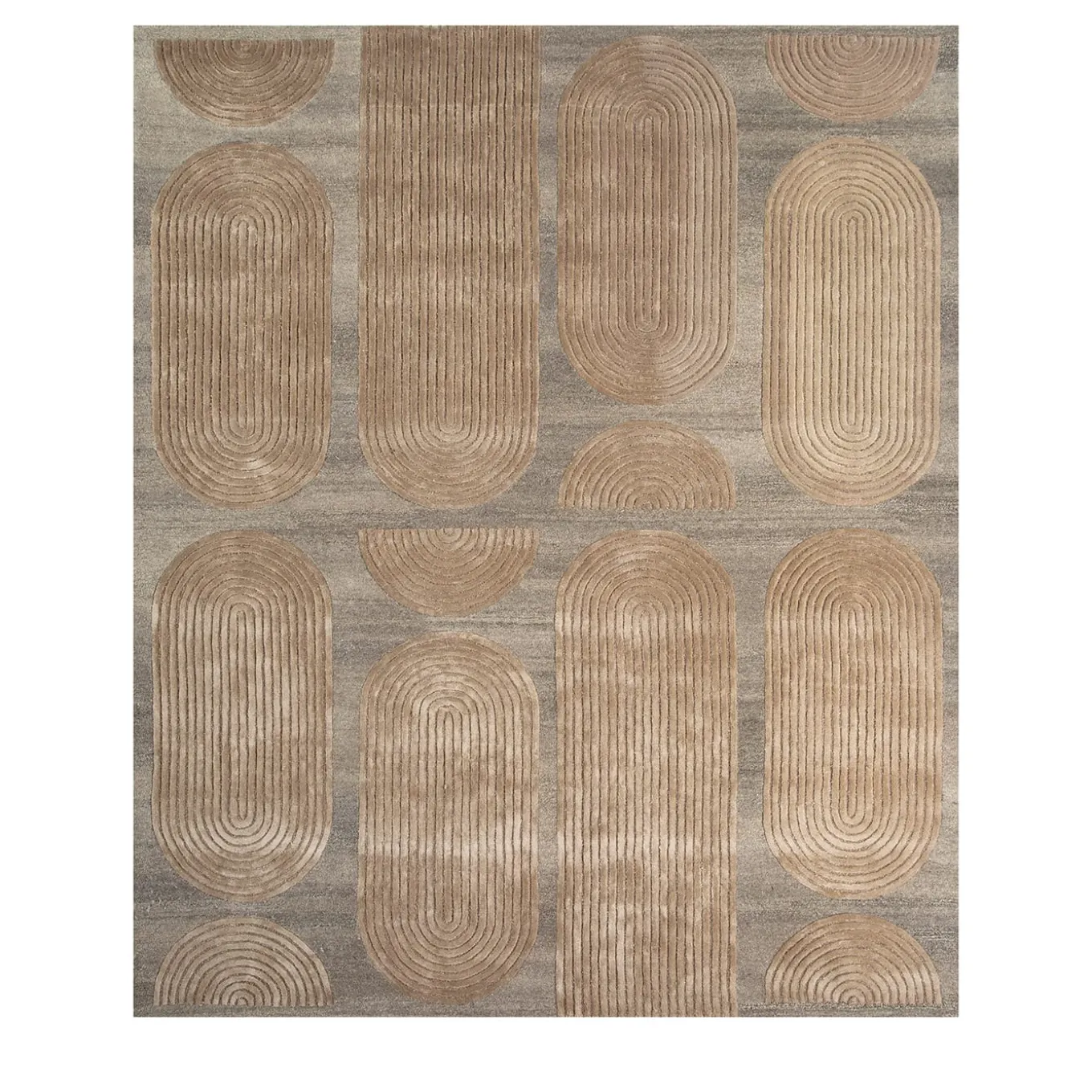 Tappeto Subtle Grooves Soft Beige & Natural Gray trapuntato a mano