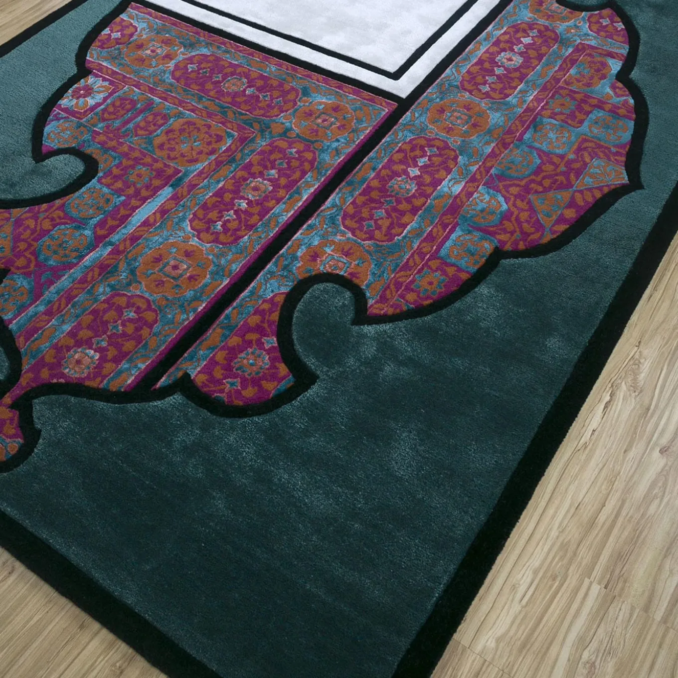 Tappeto trapuntato a mano verde cacciatore Concoction