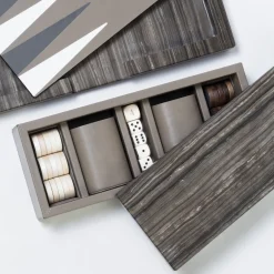 Tavola da backgammon in marmo Eramosa Brown Ettore