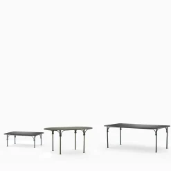 Tavolario Tavolo grigio con piano in pietra lavica e ferro battuto