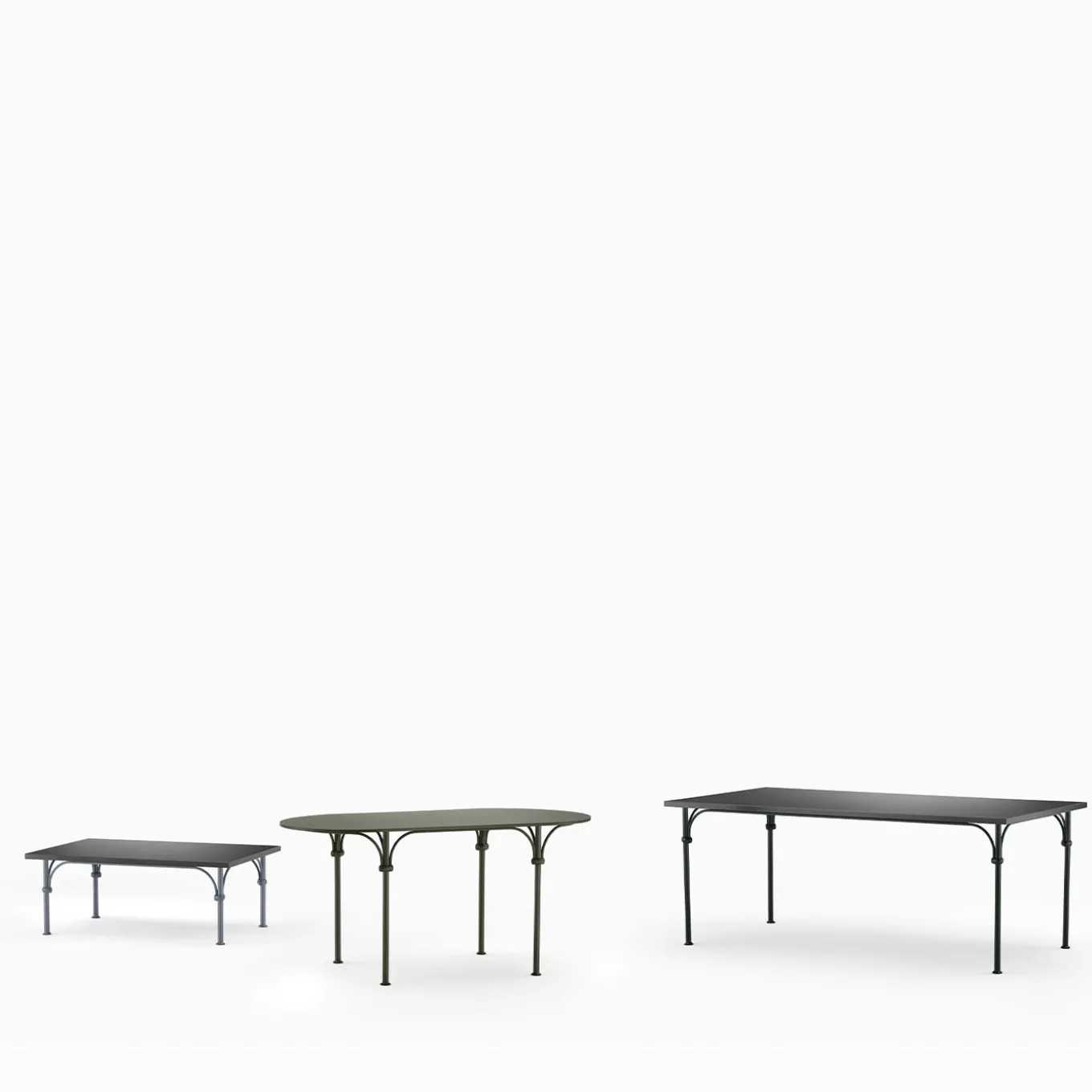 Tavolario Tavolo ovale verde in ferro battuto