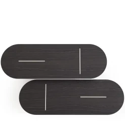 Tavolino basso arrotondato Baguette in rovere