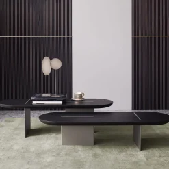 Tavolino basso arrotondato Baguette in rovere