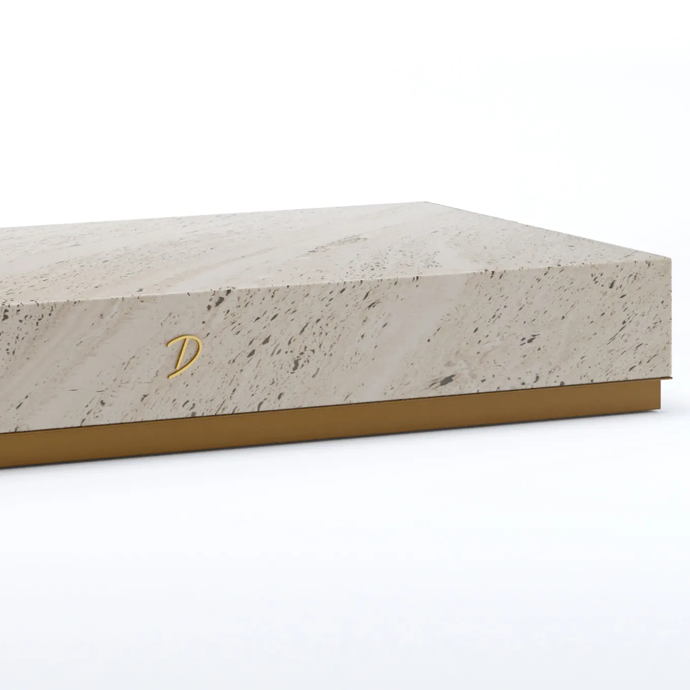 Tavolino Basso Squadrato Retroilluminato Eternal in Marmo Travertino di Bebo & Angel