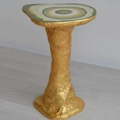 Tavolino Charles in Legno Verde Scuro e Oro