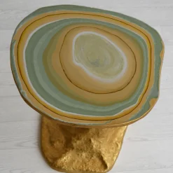 Tavolino Charles in Legno Verde Chiaro e Oro