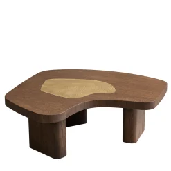 Tavolino da caffè a forma fluida con dettagli ottone Yin