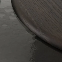 Tavolino da caffè Egg Basso grigio e ovale con piano in vetro