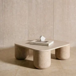Tavolino da caffè in marmo beige Porto Square