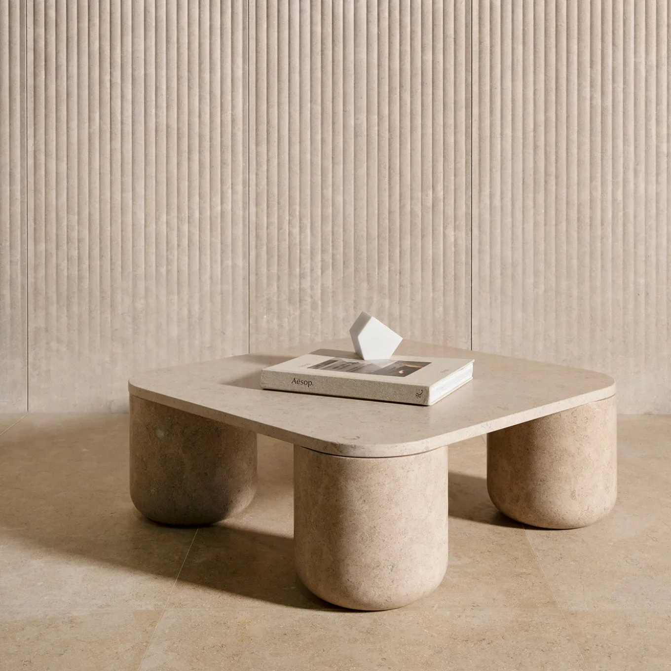 Tavolino da caffè in marmo beige Porto Square