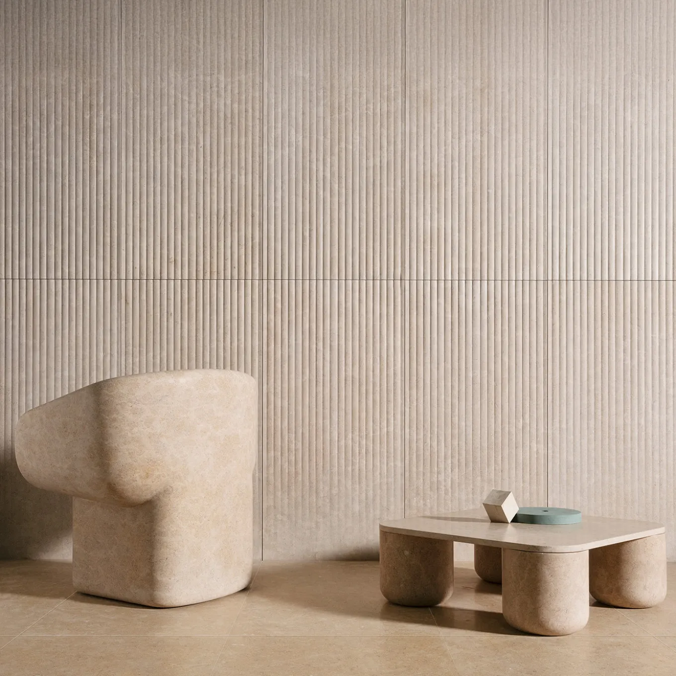 Tavolino da caffè in marmo beige Porto Square