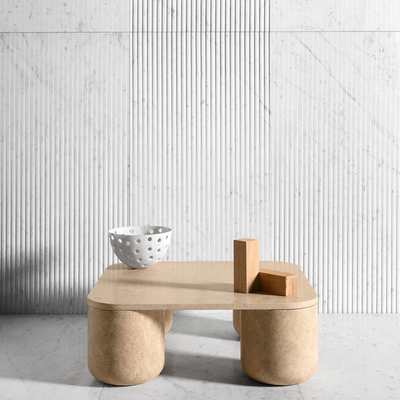 Tavolino da caffè in marmo beige Porto Square