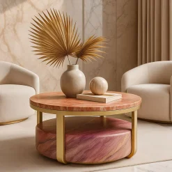 Tavolino da caffè Makaron in quarzite viola chiaro di Ashley Gadeova