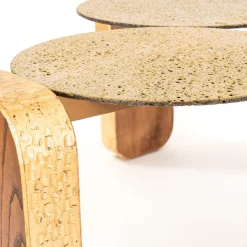 Tavolino da caffè Oromare in pietra lavica oro