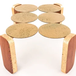 Tavolino da caffè Oromare in pietra lavica oro