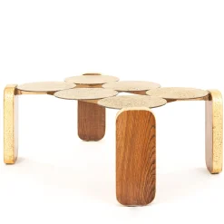 Tavolino da caffè Oromare in pietra lavica oro