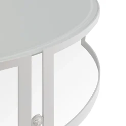 Tavolino da Caffè per Esterni Iconic Rotondo in Vetro Arctic White