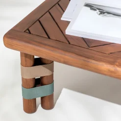 Tavolino da caffè rettangolare per esterni Lignes in legno