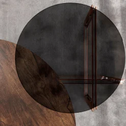 Tavolino da caffè rotondo ECLISSE in noce e vetro